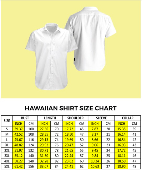 hawaiian shirt size chart